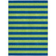 5' X 8' Navy Blue Striped Washable Non Skid Indoor Outdoor Area Rug