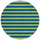 8' Round Navy Blue Round Striped Washable Non Skid Indoor Outdoor Area Rug