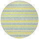 8' Round Blue and Yellow Round Striped Washable Non Skid Indoor Outdoor Area Rug
