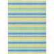 9' X 12' Blue Yellow and Green Striped Washable Non Skid Indoor Outdoor Area Rug