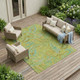 9' X 12' Artichoke Green Paisley Washable Indoor Outdoor Area Rug