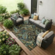 9' X 12' Black and Gold Paisley Washable Non Skid Indoor Outdoor Area Rug