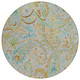 8' Round Gray and Gold Round Paisley Washable Non Skid Indoor Outdoor Area Rug