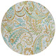 8' Round Ivory and Gold Round Paisley Washable Non Skid Indoor Outdoor Area Rug