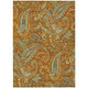 9' X 12' Orange Paisley Washable Non Skid Indoor Outdoor Area Rug