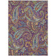 5' X 8' Purple Turquoise and Gold Paisley Washable Non Skid Indoor Outdoor Area Rug