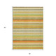 3' X 5' Artichoke Green Striped Washable Non Skid Indoor Outdoor Area Rug