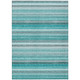 5' X 8' Teal Striped Washable Non Skid Indoor Outdoor Area Rug