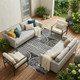 9' X 12' Black and White Abstract Washable Non Skid Indoor Outdoor Area Rug