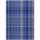 3' X 5' Navy Blue Plaid Washable Non Skid Indoor Outdoor Area Rug