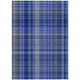 9' X 12' Navy Blue Plaid Washable Non Skid Indoor Outdoor Area Rug