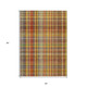 5' X 8' Orange Plaid Washable Non Skid Indoor Outdoor Area Rug
