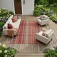 9' X 12' Red Plaid Washable Non Skid Indoor Outdoor Area Rug