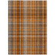 8' X 10' Terra Cotta Plaid Washable Non Skid Indoor Outdoor Area Rug