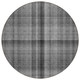 8' Round Gray Round Plaid Washable Non Skid Indoor Outdoor Area Rug
