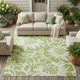 10' X 14' Green and Ivory Floral Washable Non Skid Indoor Outdoor Area Rug