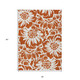 3' X 5' Rust and Ivory Floral Washable Non Skid Indoor Outdoor Area Rug