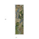 8' Runner Taupe Blue and Green Floral Washable Non Skid Indoor Outdoor Runner Rug