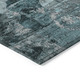 8' Round Teal and Gray Round Floral Washable Non Skid Indoor Outdoor Area Rug