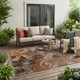 5' X 8' Brown Terracotta and Gray Floral Washable Non Skid Indoor Outdoor Area Rug