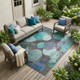10' X 14' Gray Blue and Purple Abstract Washable Non Skid Indoor Outdoor Area Rug