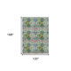 10' X 14' Blue and Green Floral Medallion Washable Non Skid Indoor Outdoor Area Rug