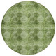 8' X 8' Olive Green Round Floral Medallion Washable Non Skid Indoor Outdoor Area Rug