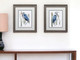 Set of Two 22" X 19" Blue Heron Distressed Brown Framed Wall Decor