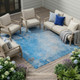 10' X 14' Blue and Gray Abstract Washable Non Skid Indoor Outdoor Area Rug