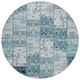 8' Round Teal Round Patchwork Washable Non Skid Indoor Outdoor Area Rug