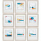 Set of Nine 14" X 16" Modern Abstract Champagne Gold Framed Art