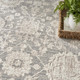 6' X 9' Ivory Gray And Charcoal Floral Distressed Non Skid Area Rug