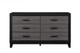 58" Black And Gray Wood Six Drawer Double Dresser