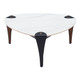 36" White and Black Sintered Stone Faux Leather And Steel Triangle Coffee Table
