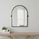 36" Black Metal Arch Tilting Framed Accent Mirror