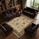 8' X 10' Ivory Brown and Gold Wool Oriental Hand Knotted Area Rug