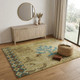 4' X 6' Tan Blue and Brown Floral Hand Knotted Area Rug