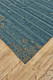 6' X 9' Tan Blue and Green Striped Hand Knotted Area Rug