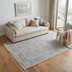5' X 8' Gray Blue and Taupe Abstract Hand Woven Distressed Area Rug With Fringe