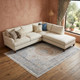 9' X 12' Ivory Blue and Orange Oriental Hand Woven Distressed Area Rug With Fringe