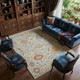 8' X 10' Gray Red and Yellow Wool Oriental Hand Knotted Area Rug With Fringe