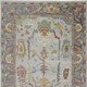 9' X 13' Gray Blue and Gold Wool Oriental Hand Knotted Area Rug With Fringe