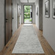 10' Ivory Gray And Green Abstract Distressed Runner Rug