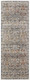 8' Tan Blue and Brown Damask Power Loom Runner Rug With Fringe