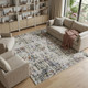 8' X 10' Ivory Green and Blue Abstract Power Loom Area Rug