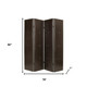 84" Brown Faux Leather Folding Four Panel Screen Room Divider