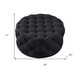 33" Black Linen Tufted Round Cocktail Ottoman