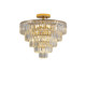 Gold Ten Light Metal Semi-Flush Chandelier With Gold Shades