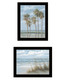 Set Of Two "Winds of the ocean blowing the Palm Trees and Sea Oats" Black Framed Wall Art