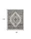 8' X 10' Gray Floral Power Loom Distressed Area Rug